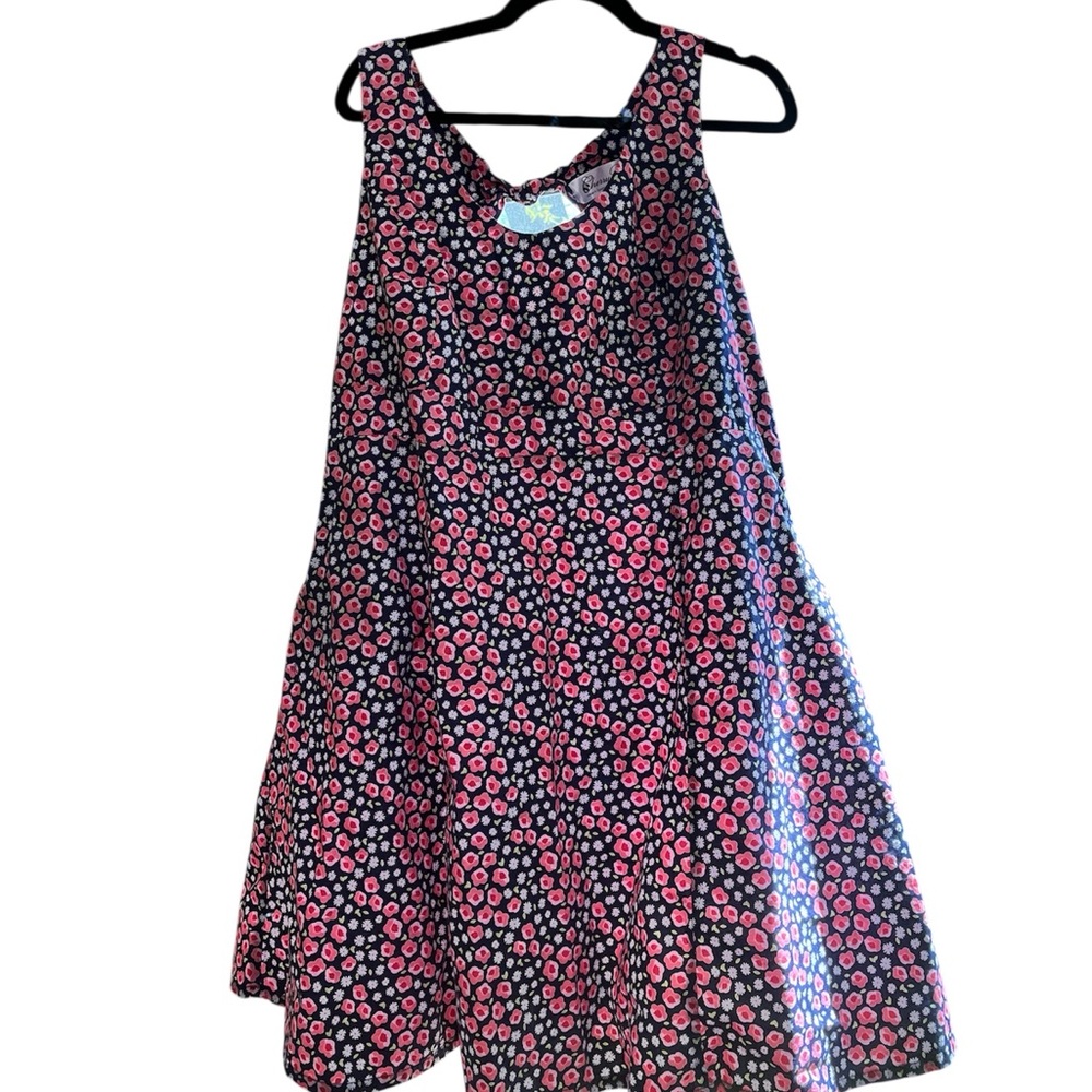 Floral A-Line Mini Dress in Black and Pink